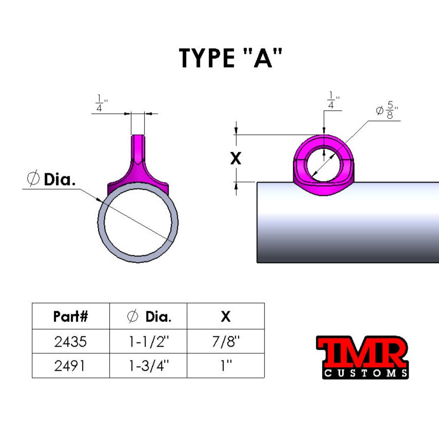 Weld On Eyelet for ClipIn Seat Belt Type A TMR Customs