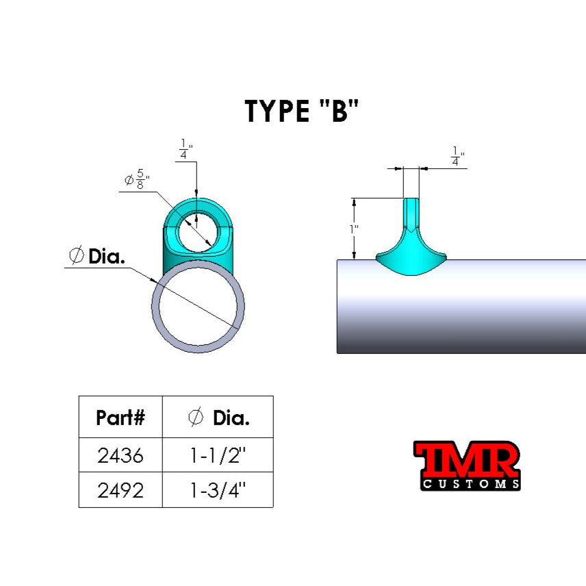 Weld On Eyelet for ClipIn Seat Belt Type B TMR Customs