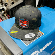 TMR Customs "RACING" Black Multicam Flat Bill Hat