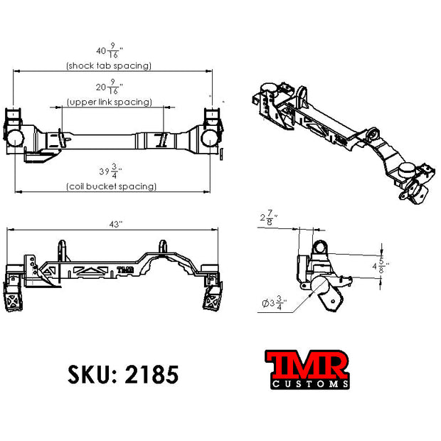 JK, JL, JT 1 TON Axle Swap Truss - Front Dana 60