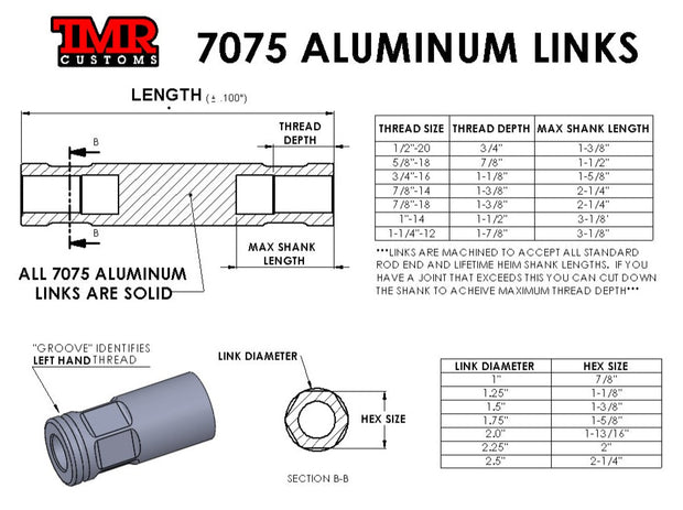 7075 Aluminum Links - 2.5" Diameter